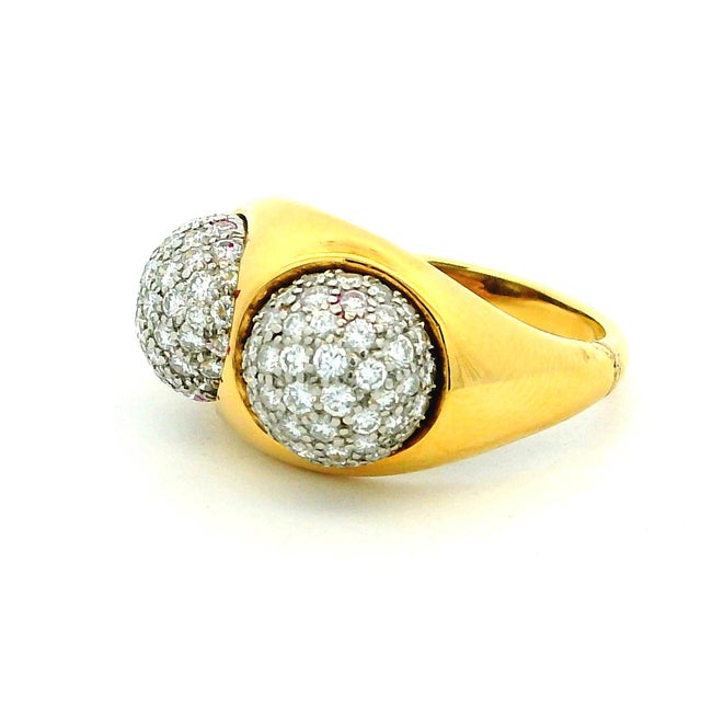 Vintage Tiffany & Co. Paloma Picasso 18k Gold Platinum Diamond Bypass Ring, Size 7.75 For Sale - Image 9 of 14