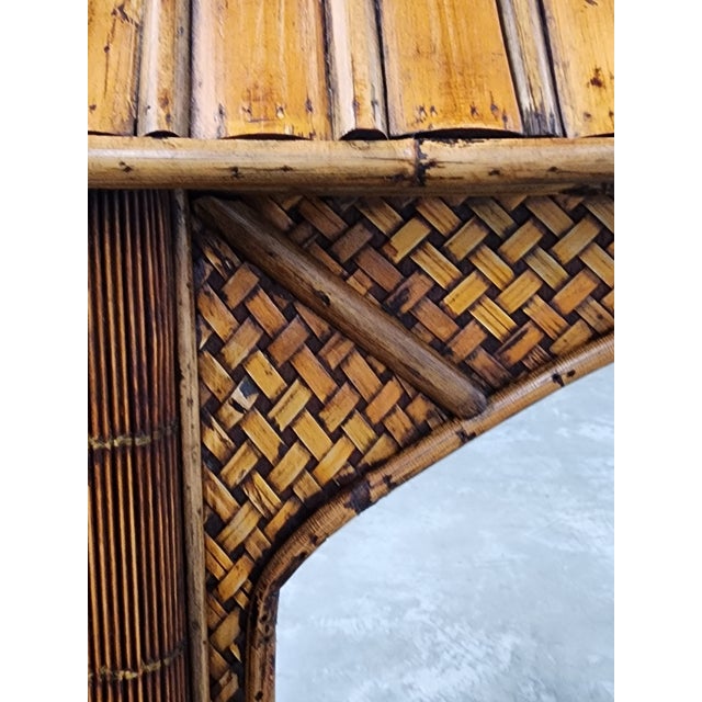 Vintage Bamboo & Rattan Pagoda Mirror For Sale - Image 9 of 12