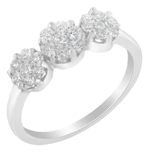 14K White Gold Three-Stone Cluster Diamond Ring (0.7 Cttw, H-I Color, SI2-I1 Clarity) - Size 7-1/2