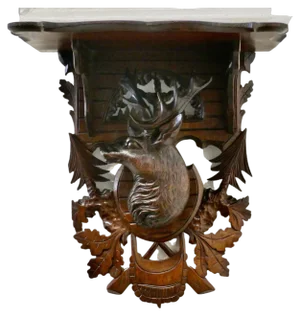 Black Forest Carved Wall Bracket Shelf, 1940s