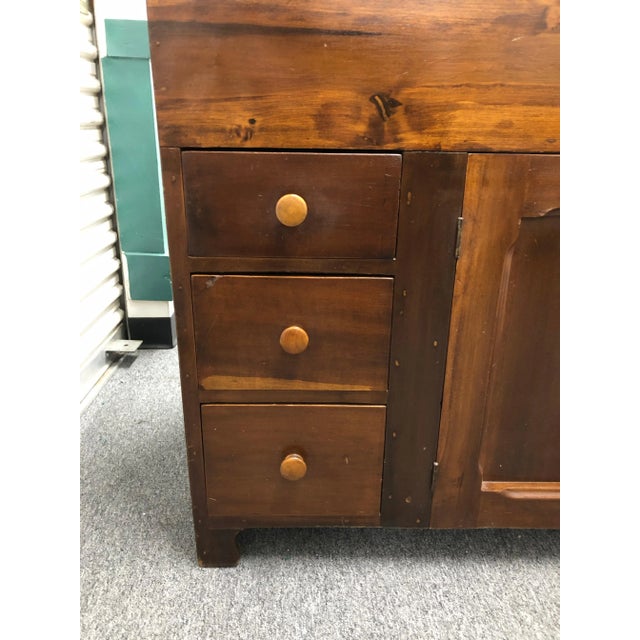 Wood Vintage Dry Sink/Hutch Cabinet With Copper Lining For Sale - Image 7 of 13