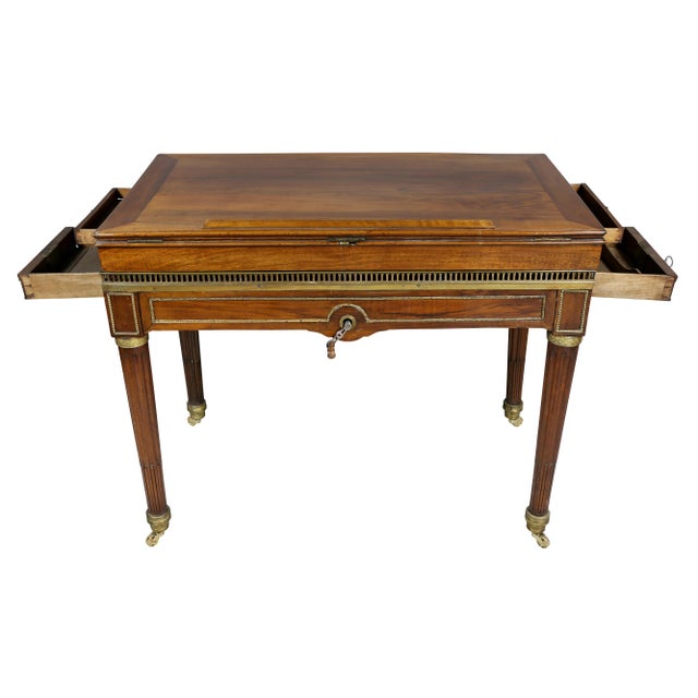Brown Louis XVI Walnut Architects Table a La Tronchin For Sale - Image 8 of 13