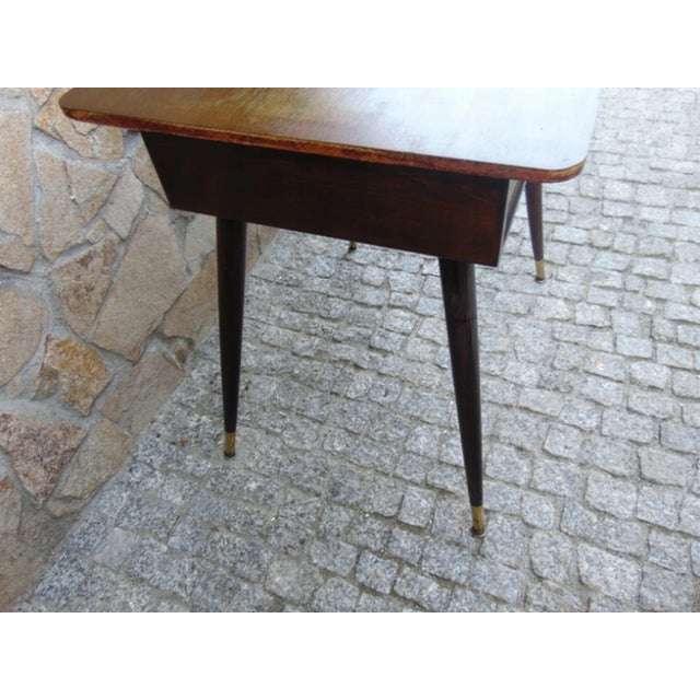 Industrial Mid-Century Industrial German Beech Side Table For Sale - Image 3 of 8