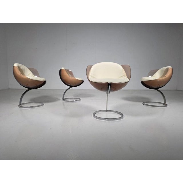 Brown Sphere Dining Chairs by Boris Tabacoff for MMM, France, 1970s, Set of 4 For Sale - Image 8 of 8