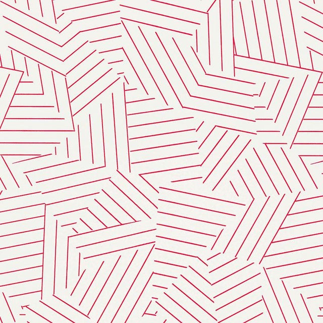Schumacher Deconstructed Stripe Geometric Wallpaper In Red 2
