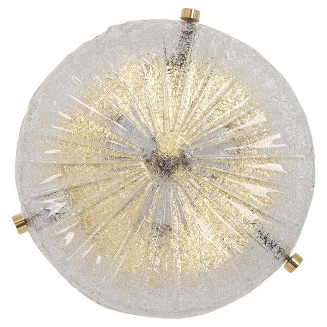 Small Brass and Murano Glass Flush Mount attributed to Hillebrand, Germany, 1970s For Sale - Image 14 of 14