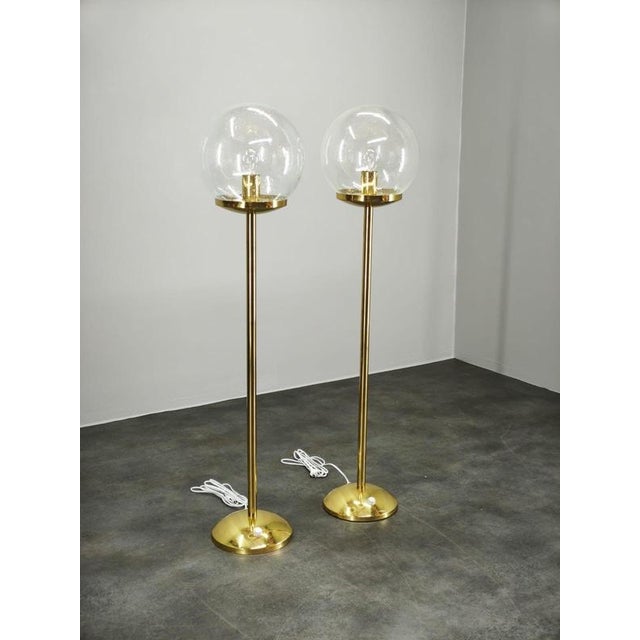 Space Age Bubble Glass and Brass Floor Lamps, 1970s, Set of 2 For Sale - Image 11 of 15
