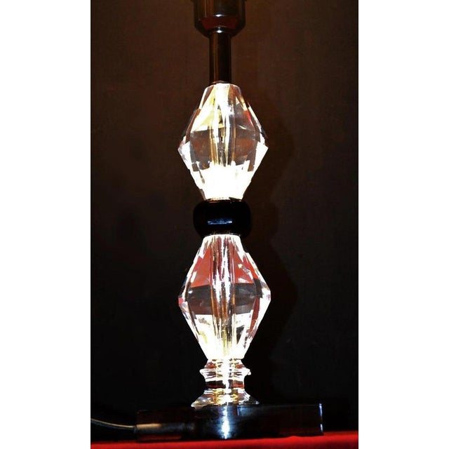 Art Deco Faceted Glass Column Table Lamp with Opaline Shade, 1940s For Sale - Image 14 of 18