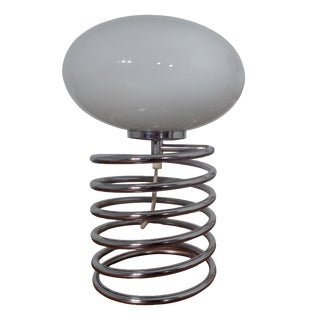 Opaline Glass and Chrome Spiral Table Lamp by Ingo Maurer for Honsel, Germany, 1970s For Sale