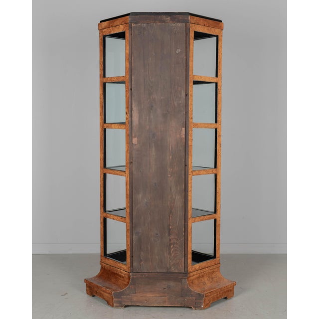 Biedermeier Hexagonal Vitrine, Elm Wood & Glass, Circa 1870-1880 For Sale - Image 9 of 16