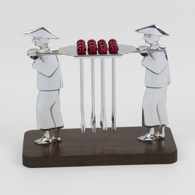 1930s Art Deco Bakelite and Chrome Barware Cocktail Picks, Circa 1930 For Sale - Image 5 of 11