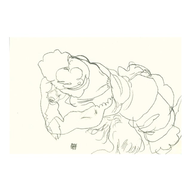 Edith Schiele With Dog Lord, Lithograph, Egon Schiele, 1990 For Sale
