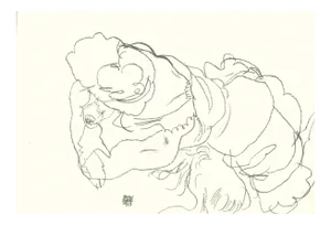 Edith Schiele With Dog Lord, Lithograph, Egon Schiele, 1990