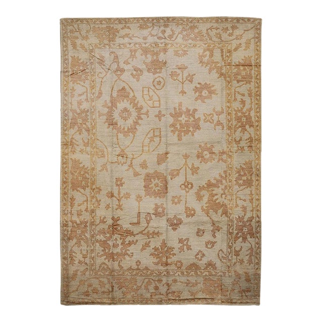 10x14 Fine Hand-Knotted Afghan Oushak Style Area Rug For Sale