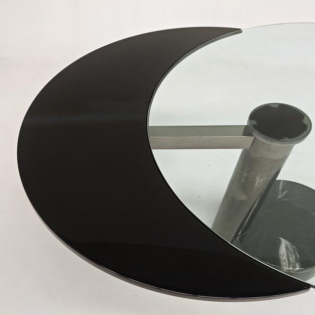 Extendable Round Glass Table Moon attributed to Mario Mazzer for Zanette, 1980s For Sale - Image 11 of 18