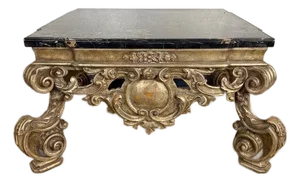 Giltwood and Ebonized Marble Coffee Table by Brustlin Workshop, Los Angeles