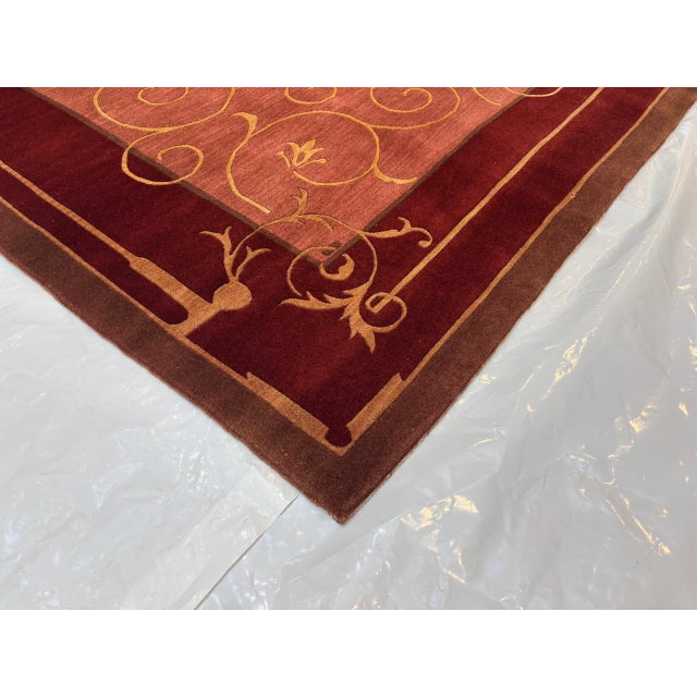 1980s Silk and Wool Art Deco Chinese , 7'6" X 9'5" For Sale - Image 5 of 5