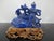 19th Century Chinese Carved Lapis Lazuli 2 Figures & a Beast Figurine on Wood Stand For Sale - Image 5 of 10