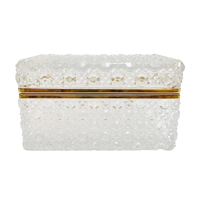 Mid 20th Century Mid 20th Century French Diamond Cut Crystal Hinged Box For Sale - Image 5 of 8