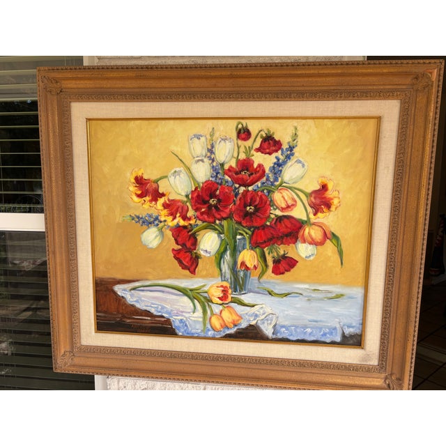 1970s Marjorie Jones Floral Still Life – Original Artwork Large Flowers For Sale - Image 6 of 6