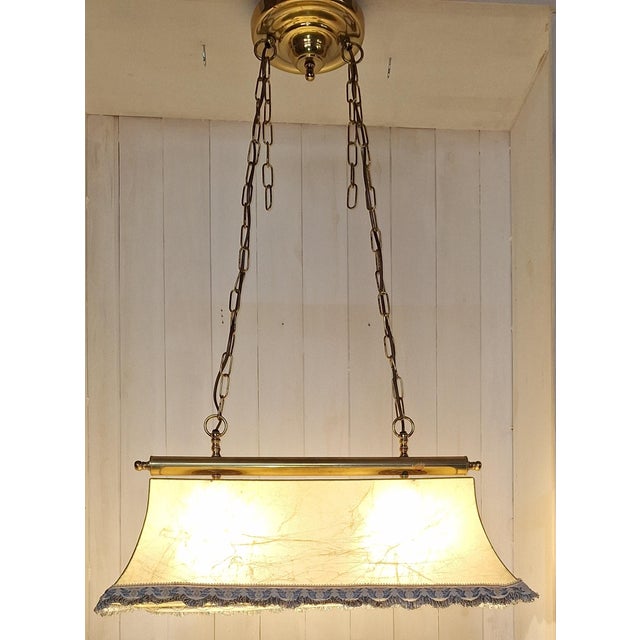 Metal Italian Ceiling Lamp with Cocoon Shade on Brass Mount, 1970s For Sale - Image 7 of 7