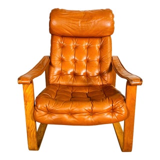 1960s Mid-Century Danish Modern Leather Armchair by OY BJ Dahlqvist For Sale