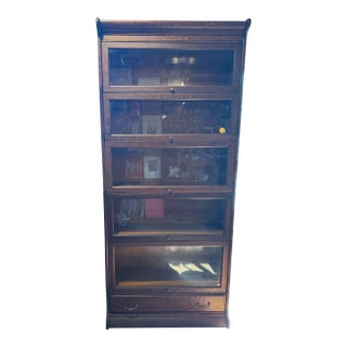 Antique Tiger Oak 5 Stack Barrister Bookcase W/Drawer. For Sale