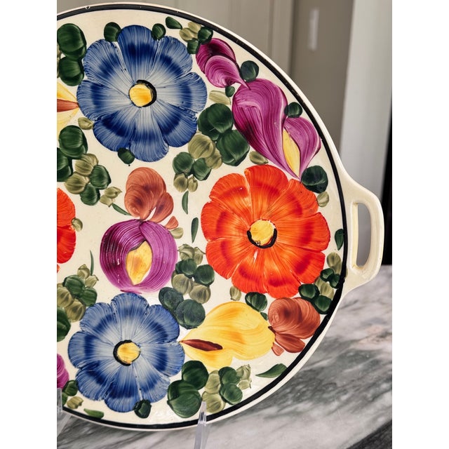 Made in Czechoslovakia Vintage Ditmar Urbach Hand Painted Decorative Serving Plate For Sale - Image 4 of 7