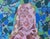Patterned abstract expressionist painting of woman by Mullin, 36 by 24