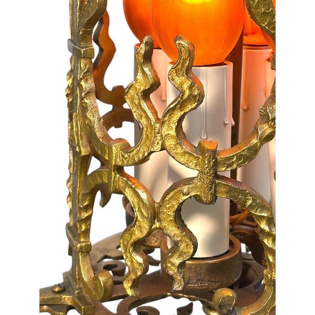 1920s Spanish Revival Foyer or Hallway Light With Original Gold Brass Finish #2615 For Sale - Image 14 of 18