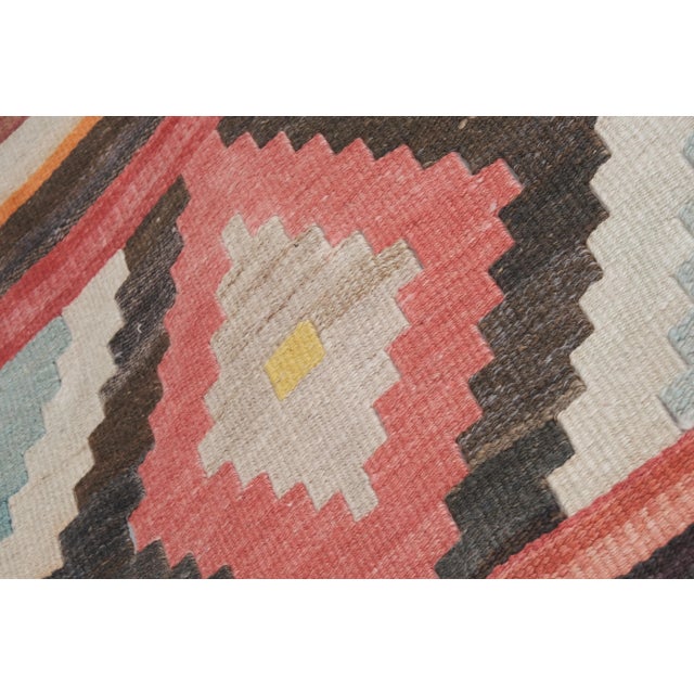 Rose 1960s Vintage Striped Turkish Kilim Runner - Stair Tread For Sale - Image 8 of 13