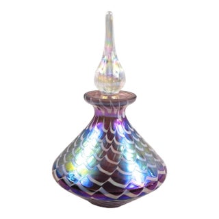 1980s Purple and White Art Glass Perfume Bottle For Sale