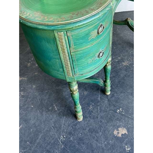 Vintage Distressed Mirrored Vanity and Chair For Sale - Image 4 of 12