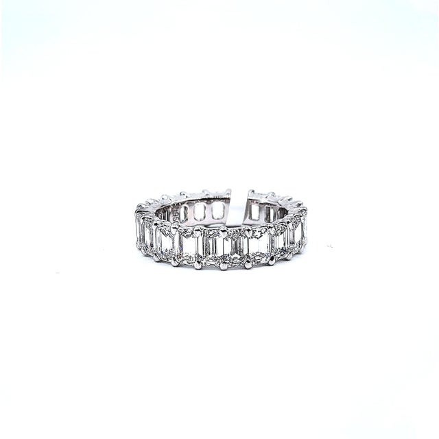 6.61 Ct Emerald Cut Eternity Band Size 7.5 For Sale - Image 9 of 9