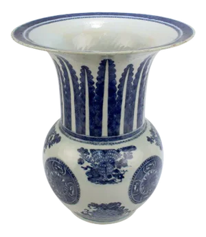 Large Antique Blue and White Fitzhugh Pattern Chinese Export Porcelain Vase