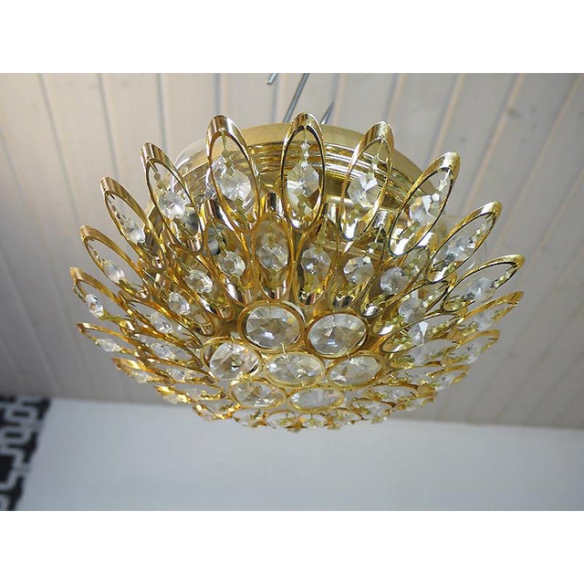 German Crystals & Gilt Brass Ceiling Lamp from Palwa, 1970s For Sale - Image 4 of 4