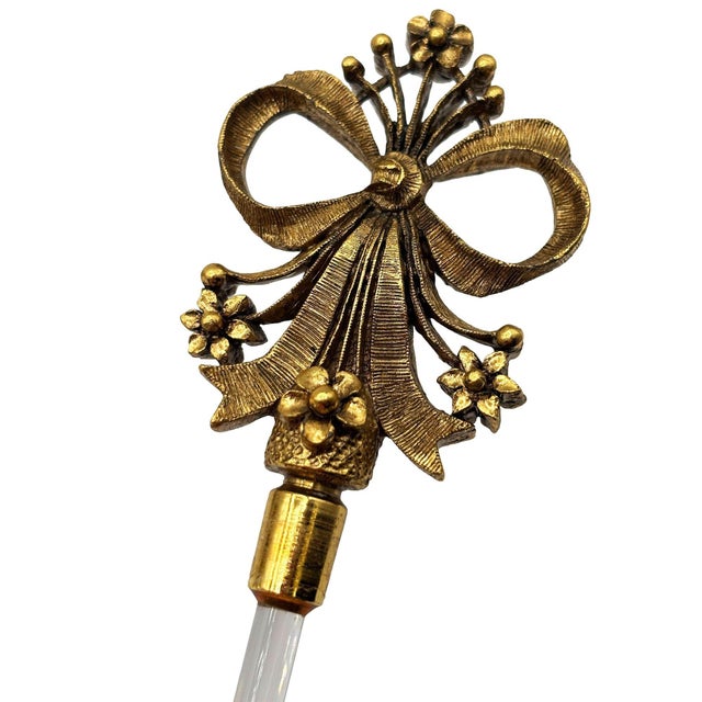 1950 Hollywood Regency Matson Gold Gilt Floral & Glass Perfume Atomizer & Bottle For Sale In Los Angeles - Image 6 of 11