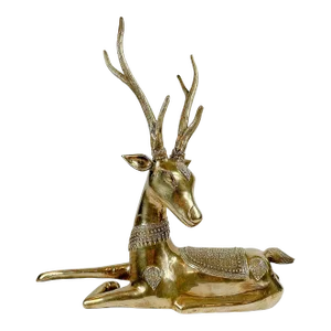 1970's Large Brass Reindeer Sculpture Attrib. Sarreid
