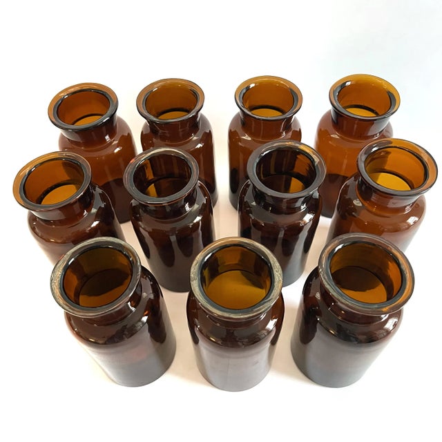 Early 20th Century Early 20th Century Amber Belgian Apothecary Bottles – Set of 11 For Sale - Image 5 of 7