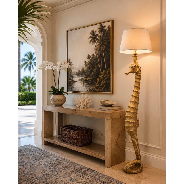 Plastic Vintage Sculptural Resin Seahorse Floor Lamp For Sale - Image 7 of 12