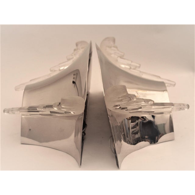 Silver Art Deco French Wall Lights from Ezan, 1930s, Set of 2 For Sale - Image 8 of 12