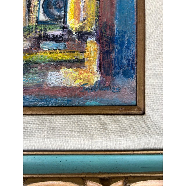 Abstract Abstract Cityscape Oil Painting by Jadden Massanet, 1991 For Sale - Image 3 of 7
