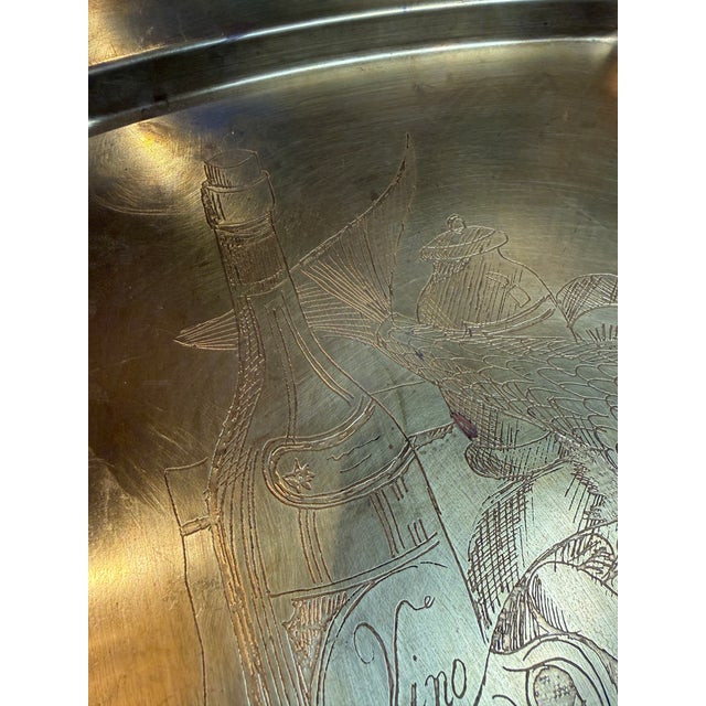 Modern Remo Bombarieri Engraved Brass Tray For Sale - Image 3 of 10