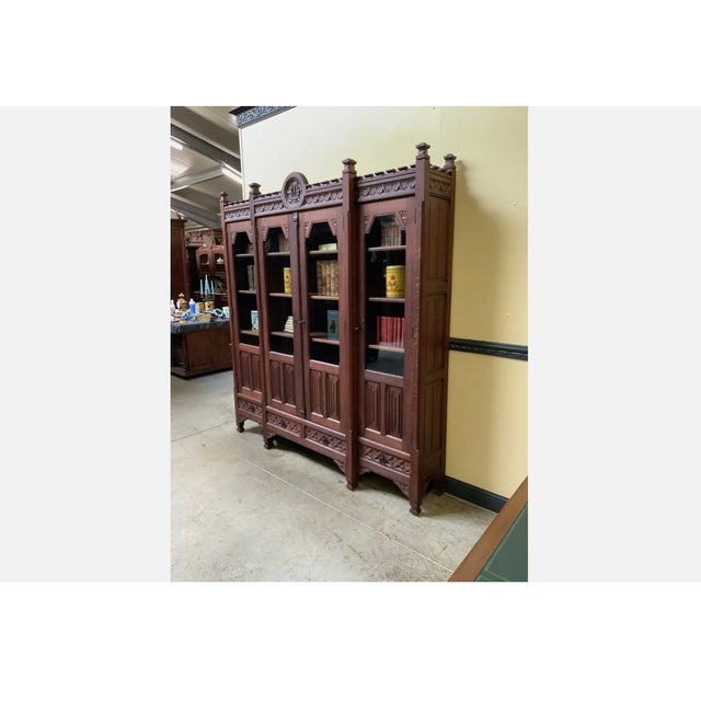 Antique Neo-Gothic Display Bookcase, 1880s For Sale - Image 6 of 9