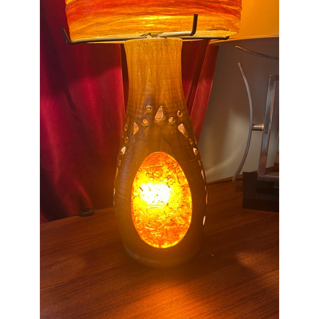 Resin Shade Terracotta Double-Lighting Lamp by Accolay, 1960 For Sale - Image 4 of 11