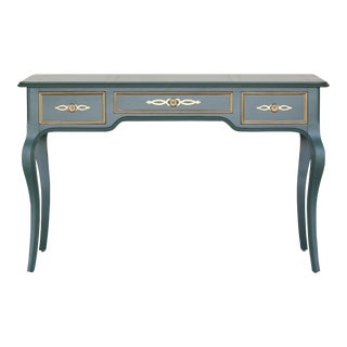 Vintage French Provincial Green Desk of Three Drawers For Sale