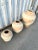 Postmodern Set of Three Large Postmodern Tasselated Mactan Stone Floor Vases. Circa 1980s For Sale - Image 3 of 18