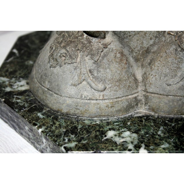 Vintage Spelter Art Deco Table Octagonal Marble Two Girls Signed P. Sega C. 1930 For Sale - Image 10 of 10