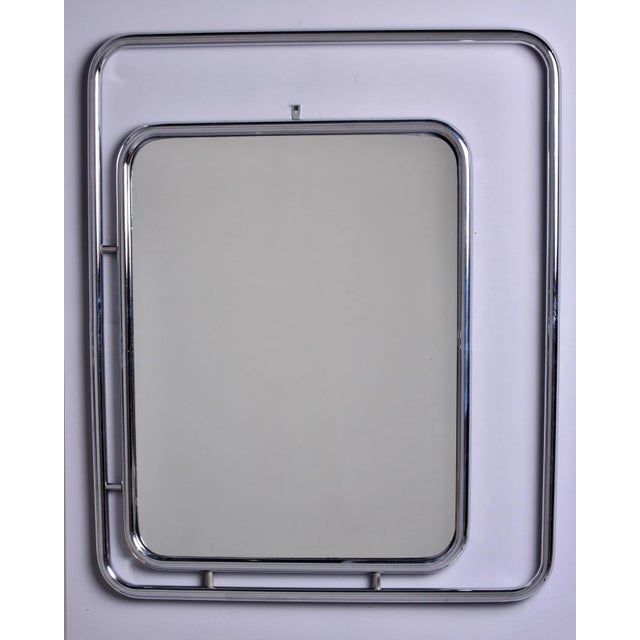 Metal Mid Century Modern Italian Mirror Within Chrome Frame For Sale - Image 7 of 13