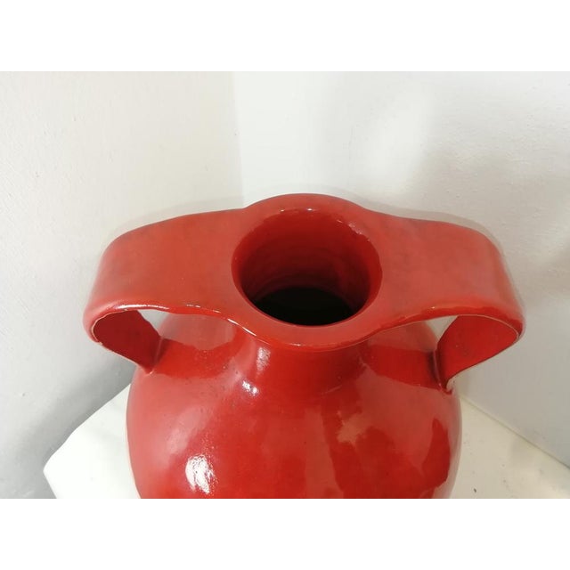 1950s Large Vintage Red Ceramic Vase, Italy, 1950s For Sale - Image 5 of 8